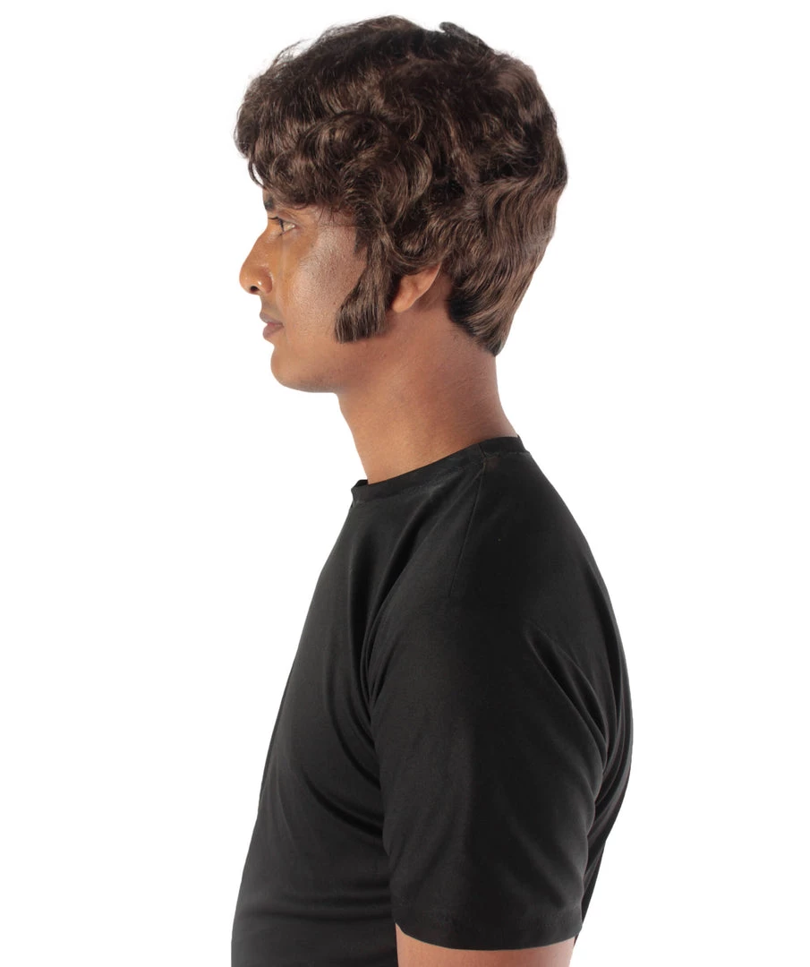 HPO Adult Men's Halloween Baroque Brown Renaissance Wig With Long Side Burns 4 HPO Adult Men's Halloween Baroque Brown Renaissance Wig With Long Side Burns