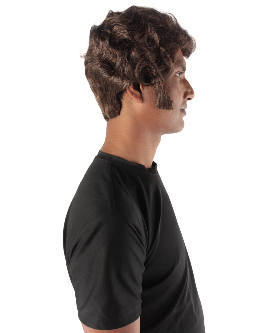 HPO Adult Men's Halloween Baroque Brown Renaissance Wig With Long Side Burns 6 HPO Adult Men's Halloween Baroque Brown Renaissance Wig With Long Side Burns