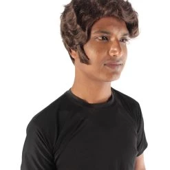 HPO Adult Men's Halloween Baroque Brown Renaissance Wig With Long Side Burns 15 HPO Adult Men's Halloween Baroque Brown Renaissance Wig With Long Side Burns
