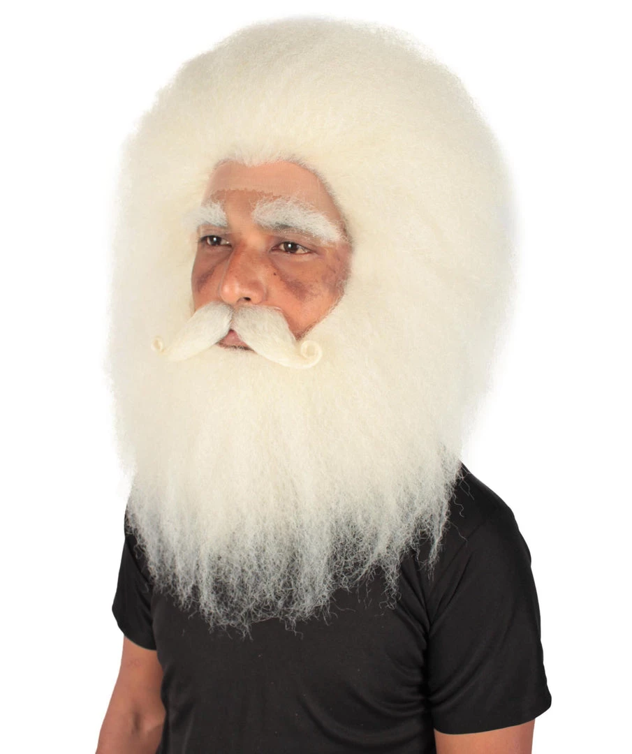 HPO Adult Unisex Christmas Side/Back Lace Front Santa Wig And Beard 3 HPO Adult Unisex Christmas Side/Back Lace Front Santa Wig And Beard