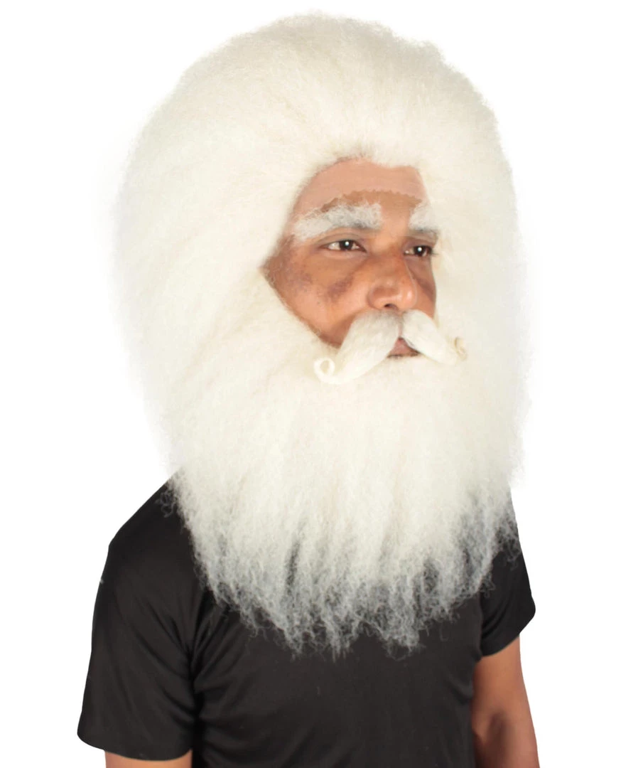 HPO Adult Unisex Christmas Side/Back Lace Front Santa Wig And Beard 7 HPO Adult Unisex Christmas Side/Back Lace Front Santa Wig And Beard