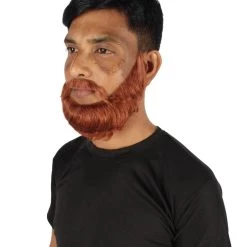 HPO Adult Men's Medium Frizzly Ginger Box Beard, High Quality Synthetic Fiber