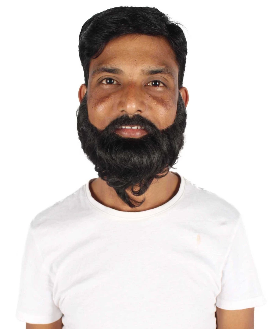 HPO Adult Men's Long Frizzly Black Box Beard, High Quality Synthetic Fiber 2 HPO Adult Men's Long Frizzly Black Box Beard, High Quality Synthetic Fiber