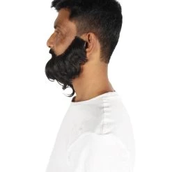 HPO Adult Men's Long Frizzly Black Box Beard, High Quality Synthetic Fiber 10 HPO Adult Men's Long Frizzly Black Box Beard, High Quality Synthetic Fiber