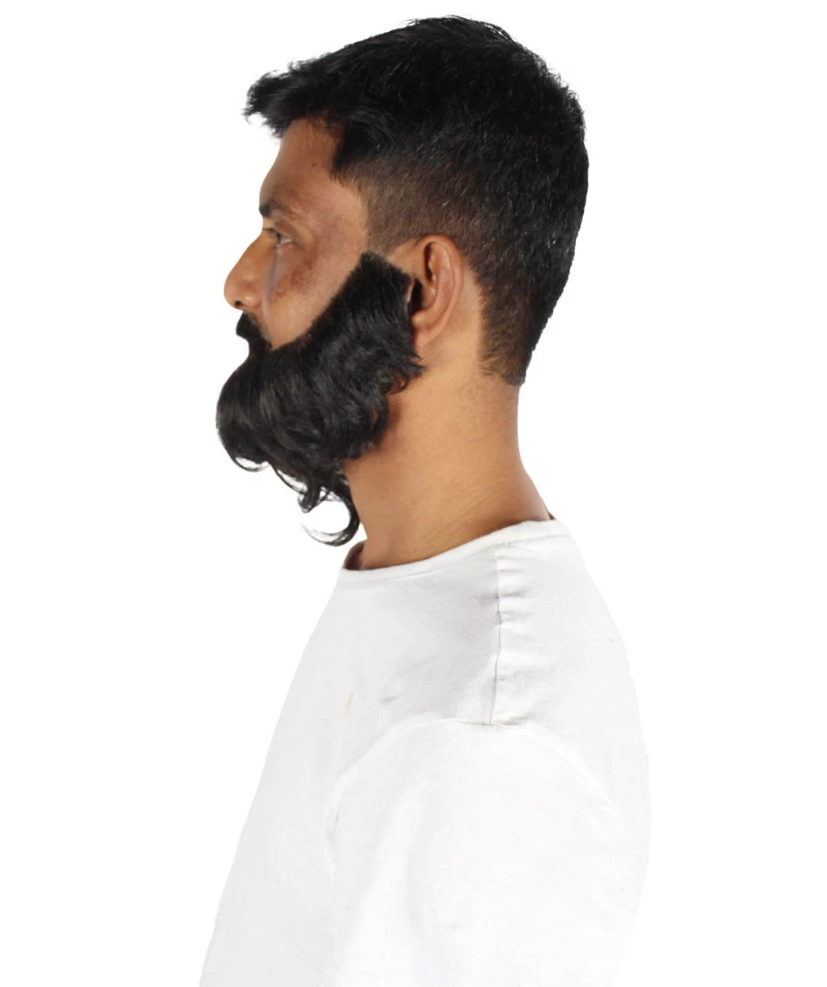 HPO Adult Men's Long Frizzly Black Box Beard, High Quality Synthetic Fiber 4 HPO Adult Men's Long Frizzly Black Box Beard, High Quality Synthetic Fiber