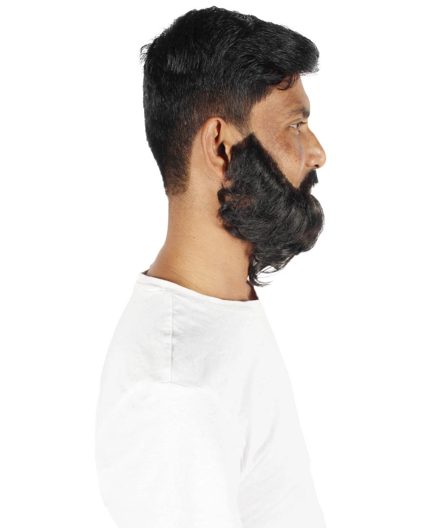 HPO Adult Men's Long Frizzly Black Box Beard, High Quality Synthetic Fiber 5 HPO Adult Men's Long Frizzly Black Box Beard, High Quality Synthetic Fiber