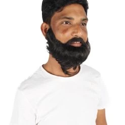 HPO Adult Men's Long Frizzly Black Box Beard, High Quality Synthetic Fiber 12 HPO Adult Men's Long Frizzly Black Box Beard, High Quality Synthetic Fiber