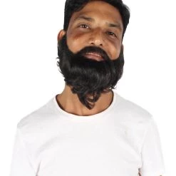 HPO Adult Men's Long Frizzly Black Box Beard, High Quality Synthetic Fiber 13 HPO Adult Men's Long Frizzly Black Box Beard, High Quality Synthetic Fiber