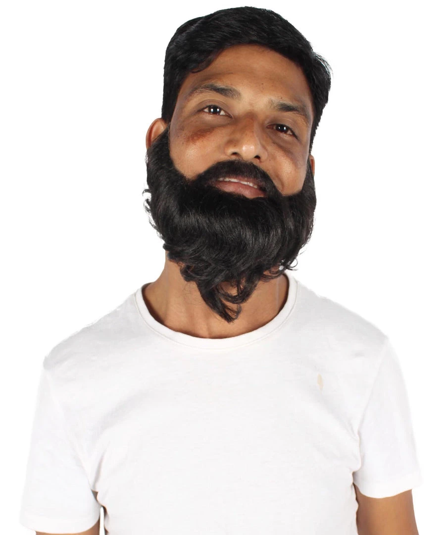 HPO Adult Men's Long Frizzly Black Box Beard, High Quality Synthetic Fiber 7 HPO Adult Men's Long Frizzly Black Box Beard, High Quality Synthetic Fiber