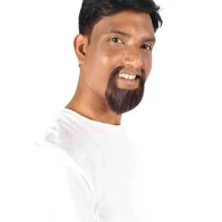 HPO Adult Men's Short Dark Brown Circled Goatee False Beard, High Quality Synthetic Fiber