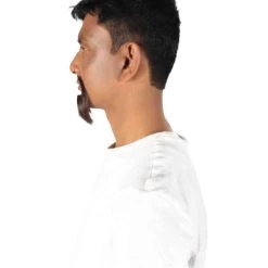 HPO Adult Men's Short Dark Brown Circled Goatee False Beard, High Quality Synthetic Fiber