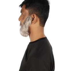 HPO Adult Men's Silver Grey Mutton Chops False Beard, High Quality Synthetic Fiber