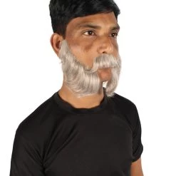 HPO Adult Men's Silver Grey Mutton Chops False Beard, High Quality Synthetic Fiber