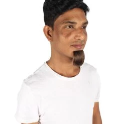 HPO Adult Men's Brown Long False Goatee, High Quality Synthetic Fiber