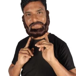 HPO Adult Men's Dark Brown Boxed Beard, High Quality Synthetic Fiber