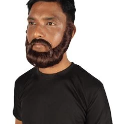 HPO Adult Men's Dark Brown Boxed Beard, High Quality Synthetic Fiber