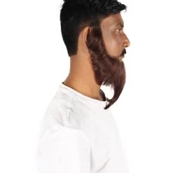 HPO Adult Men's Short Dark Brown French Fork Beard, Synthetic Fiber