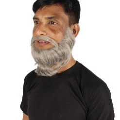 HPO Adult Men's Medium Length Silver Garibaldi Beard, Synthetic Fiber 10 HPO Adult Men's Medium Length Silver Garibaldi Beard, Synthetic Fiber