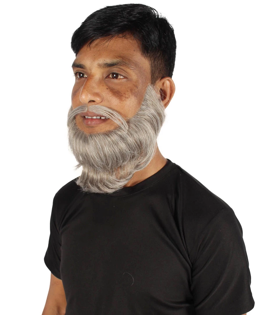HPO Adult Men's Medium Length Silver Garibaldi Beard, Synthetic Fiber 3 HPO Adult Men's Medium Length Silver Garibaldi Beard, Synthetic Fiber