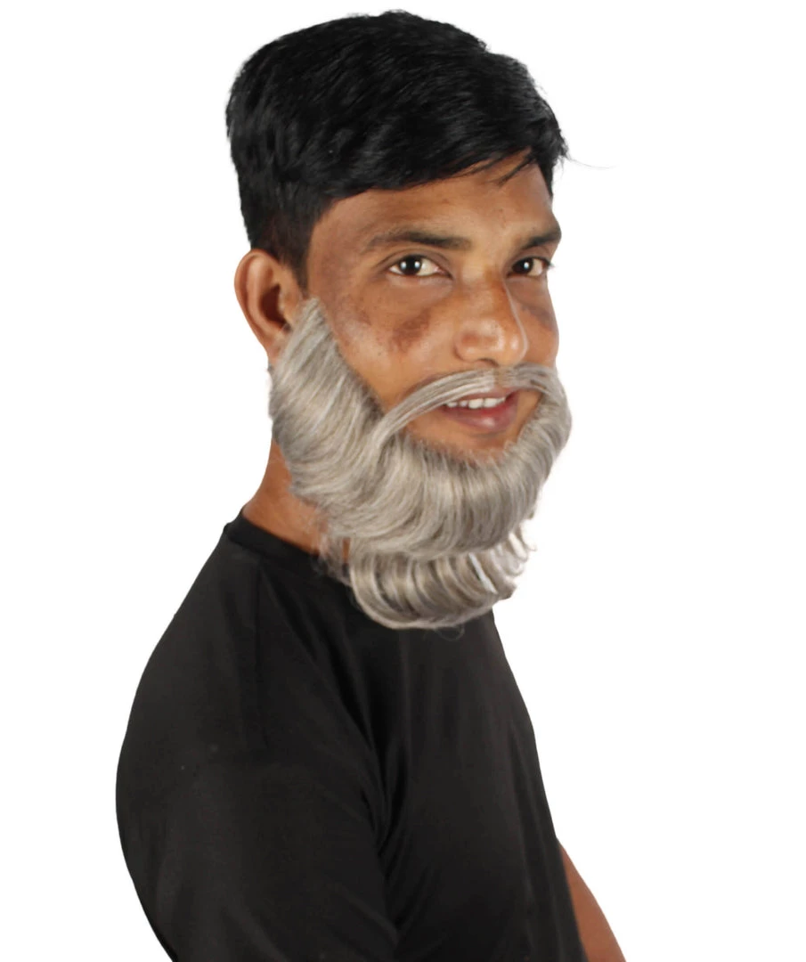 HPO Adult Men's Medium Length Silver Garibaldi Beard, Synthetic Fiber 7 HPO Adult Men's Medium Length Silver Garibaldi Beard, Synthetic Fiber