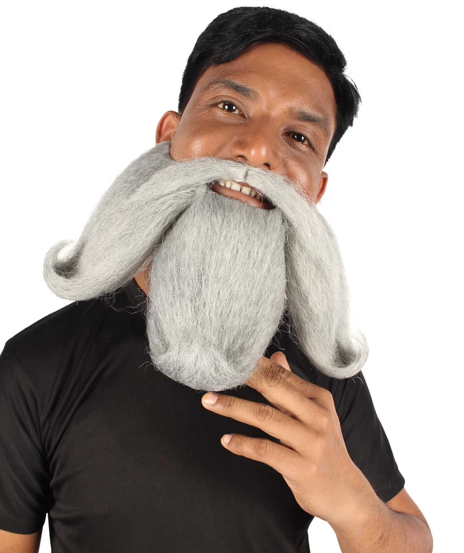 HPO Adult Men's Giant Twisted Wizard Champion Mustache And Beard, Multiple Color Options, Synthetic Fiber 10 HPO Adult Men's Giant Twisted Wizard Champion Mustache And Beard, Multiple Color Options, Synthetic Fiber