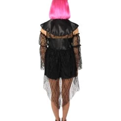 HPO Adult Women's Black And White Lace Dress Dreadful Costume Bundle