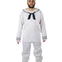 HPO Adult Men's White And Black Sailor Man Costume Bundle