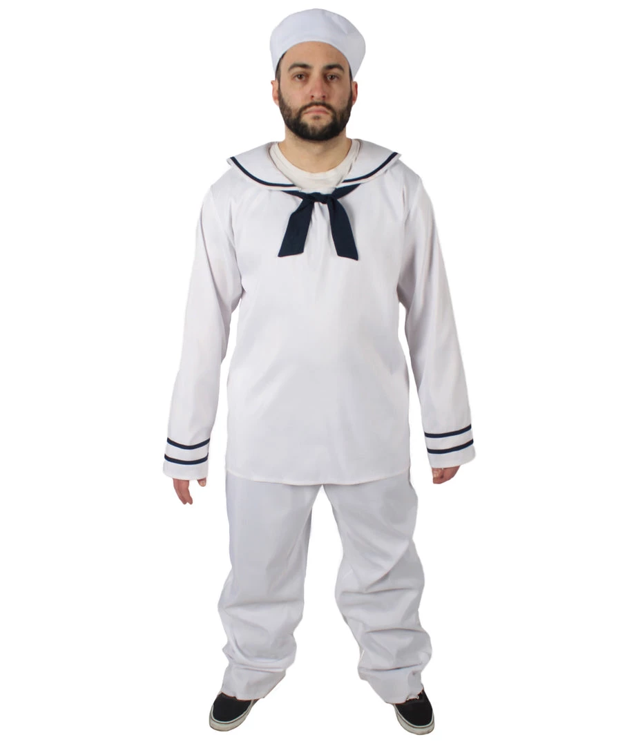 HPO Adult Men's White And Black Sailor Man Costume Bundle 2 HPO Adult Men's White And Black Sailor Man Costume Bundle