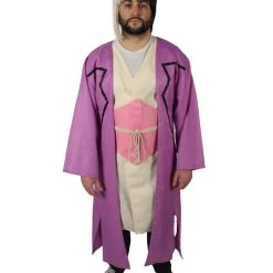 HPO Adult Men's Anime Stone Purple Yukata Overcoat Bundle