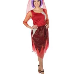 HPO Adult Women's Corpse Bridal Red Dress Animated Movie Costume