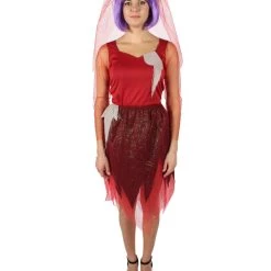 HPO Adult Women's Corpse Bridal Red Dress Animated Movie Costume 10 HPO Adult Women's Corpse Bridal Red Dress Animated Movie Costume