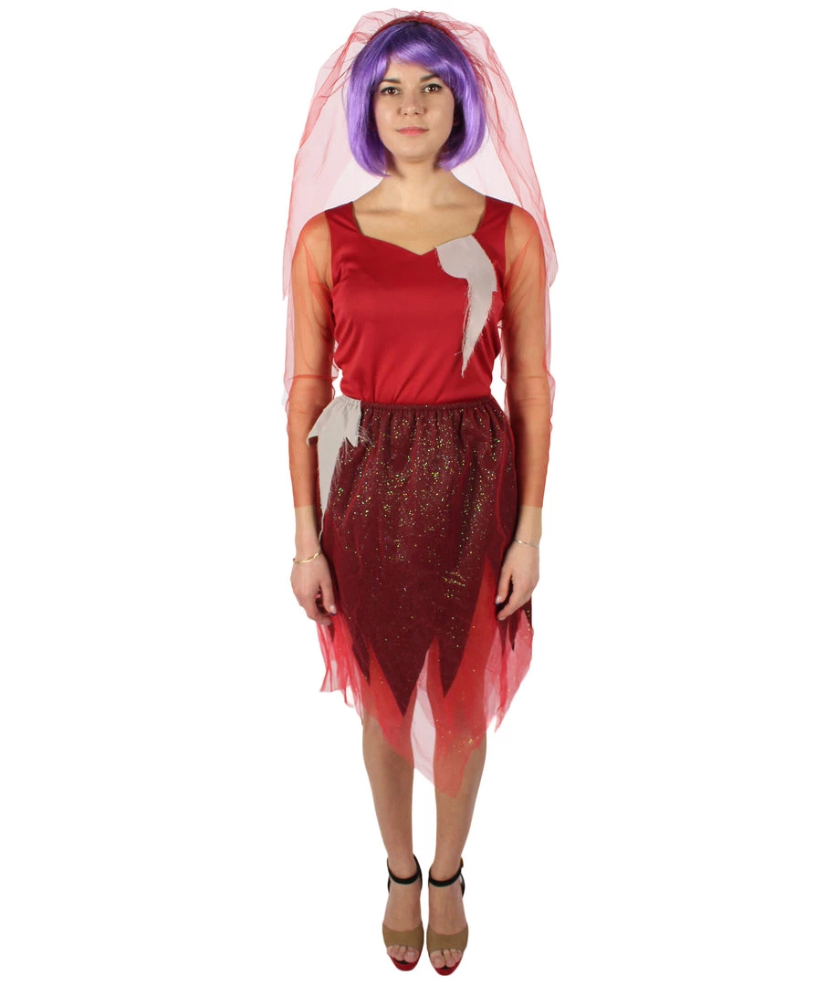 HPO Adult Women's Corpse Bridal Red Dress Animated Movie Costume 2 HPO Adult Women's Corpse Bridal Red Dress Animated Movie Costume