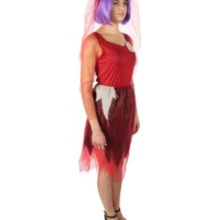 HPO Adult Women's Corpse Bridal Red Dress Animated Movie Costume 15 HPO Adult Women's Corpse Bridal Red Dress Animated Movie Costume