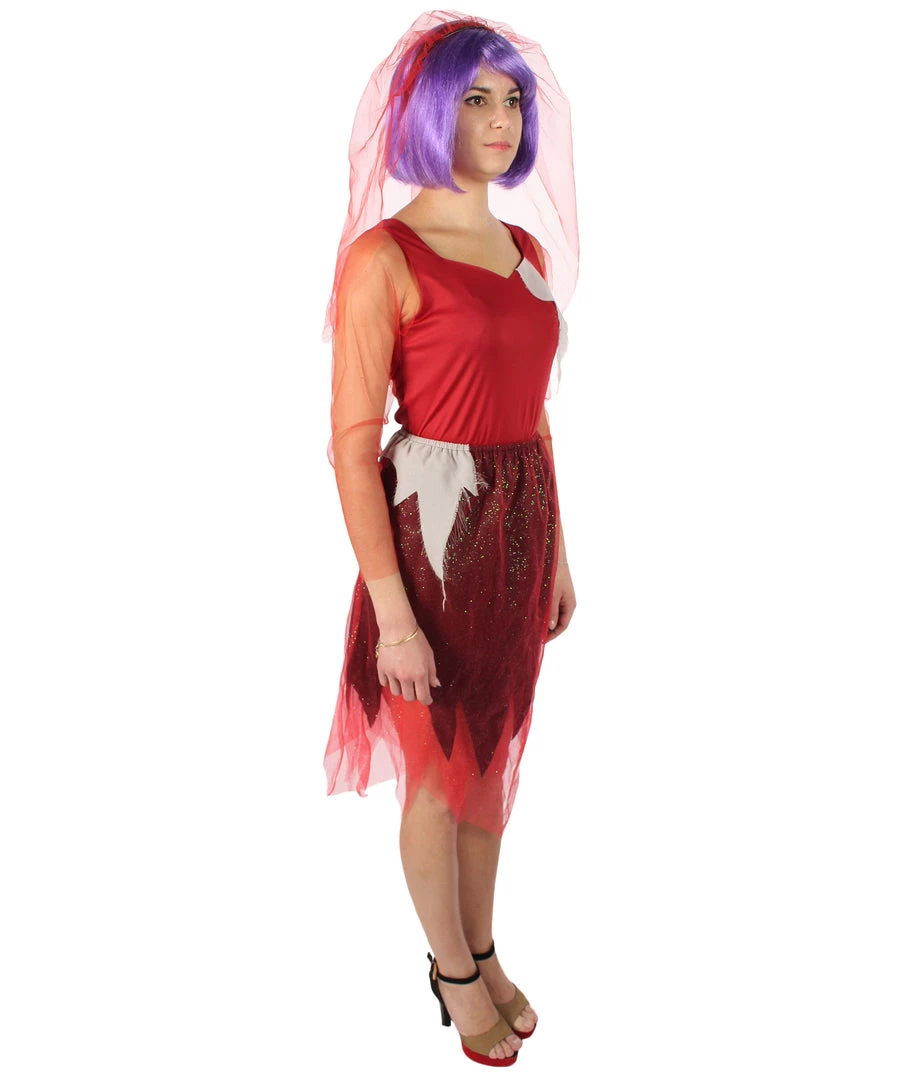 HPO Adult Women's Corpse Bridal Red Dress Animated Movie Costume 7 HPO Adult Women's Corpse Bridal Red Dress Animated Movie Costume