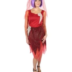 HPO Adult Women's Corpse Bridal Red Dress Animated Movie Costume 16 HPO Adult Women's Corpse Bridal Red Dress Animated Movie Costume