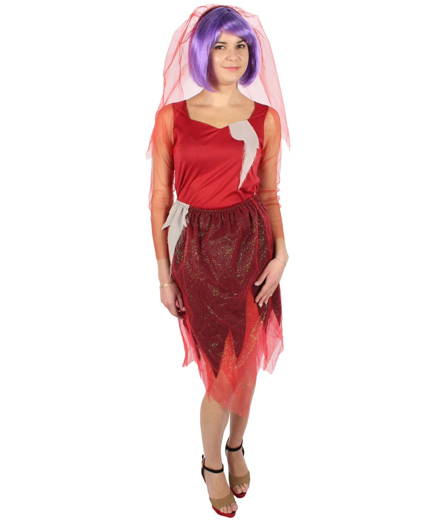HPO Adult Women's Corpse Bridal Red Dress Animated Movie Costume 8 HPO Adult Women's Corpse Bridal Red Dress Animated Movie Costume