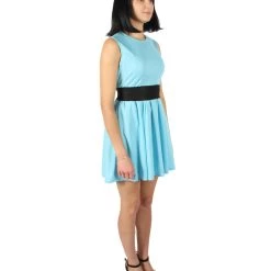 HPO Adult Women's Sky Blue Bubble Superhero Cartoon Costume