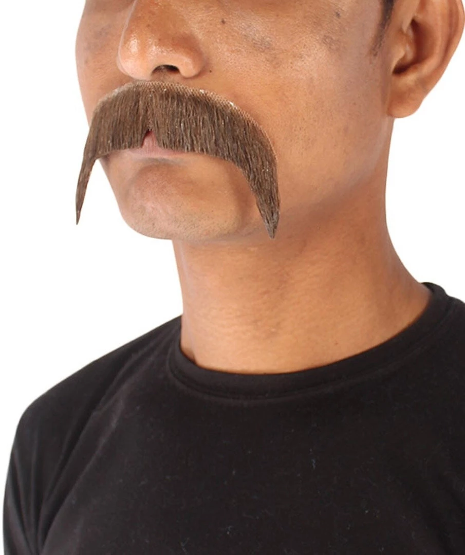 Men's Horseshoe Human Hair Mustache | Facial Hair Multiple Colors Option | HPO 8 Men's Horseshoe Human Hair Mustache | Facial Hair Multiple Colors Option | HPO