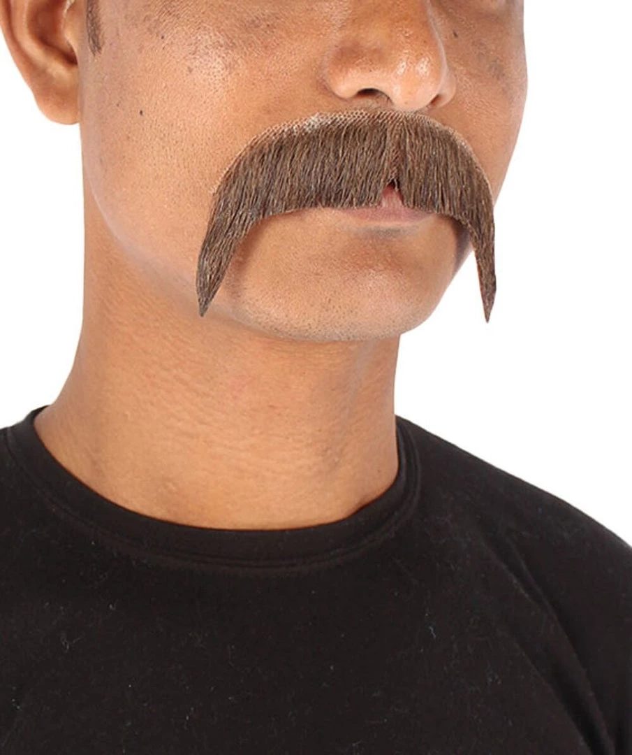 Men's Horseshoe Human Hair Mustache | Facial Hair Multiple Colors Option | HPO 9 Men's Horseshoe Human Hair Mustache | Facial Hair Multiple Colors Option | HPO