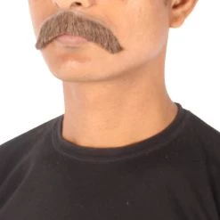 HPO Men's Borat Fake Human Hair Cowboy Mustache (Dark Black) 18 HPO Men's Borat Fake Human Hair Cowboy Mustache (Dark Black)