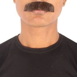 HPO Men's Human Hair Fake Mustache Cosplay Facial Hair Borat (Soft White)