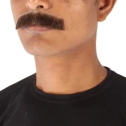 HPO Men's Human Hair Fake Mustache Cosplay Facial Hair Borat (Soft White)