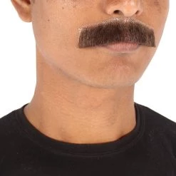 HPO Men's Human Hair Fake Mustache Cosplay Facial Hair Borat (Soft White)