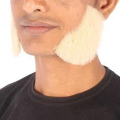 HPO Adult Men's Fake Mutton Chops Side Burns (White)