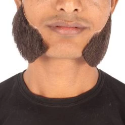 HPO Adult Men's Fake Mutton Chops Side Burns (White)