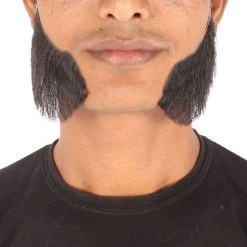 HPO Adult Men's Fake Mutton Chops Side Burns (White)