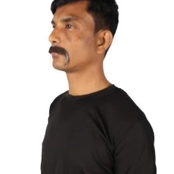 HPO Adult Men's Fake Human Hair Cop Mustache | Black Color