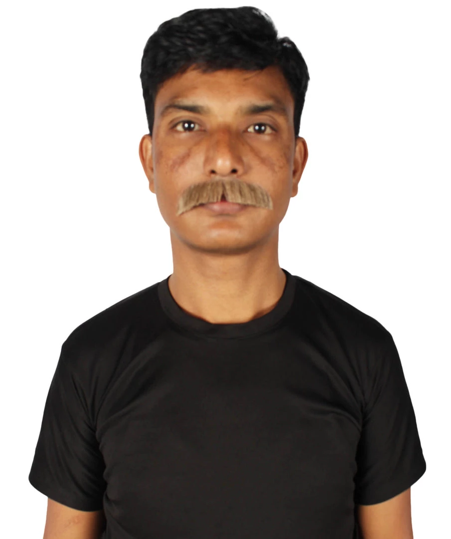 HPO Adult Men's Fake Human Hair Grandpa's Mustache | Brown Color 1 HPO Adult Men's Fake Human Hair Grandpa's Mustache | Brown Color