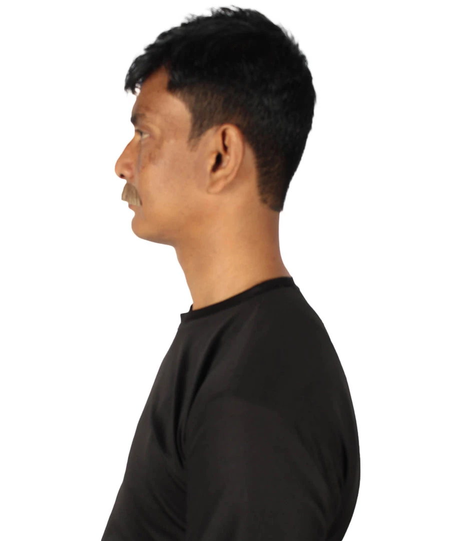 HPO Adult Men's Fake Human Hair Grandpa's Mustache | Brown Color 3 HPO Adult Men's Fake Human Hair Grandpa's Mustache | Brown Color