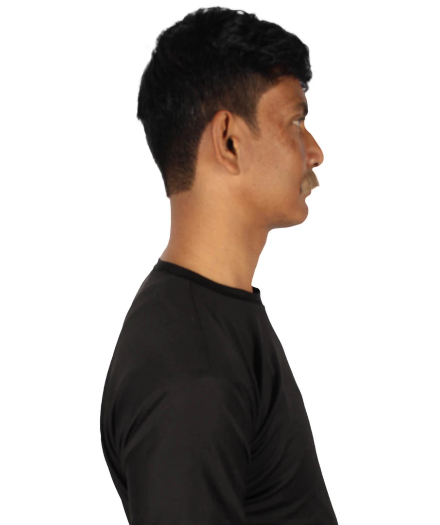 HPO Adult Men's Fake Human Hair Grandpa's Mustache | Brown Color 4 HPO Adult Men's Fake Human Hair Grandpa's Mustache | Brown Color